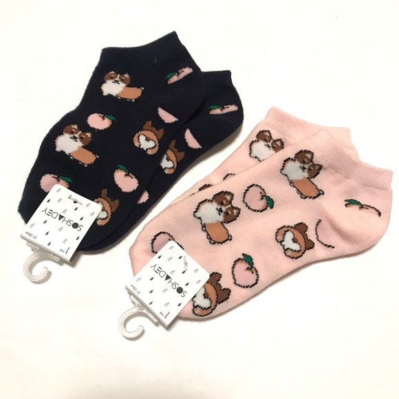 Forever 21 Socks Sloth Print Ankle Two Pairs NWT - Picture 5 of 6